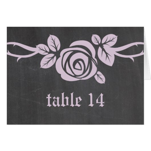 Lila Roos Chalkboard Table Number Kaart (Voorkant Horizontaal)