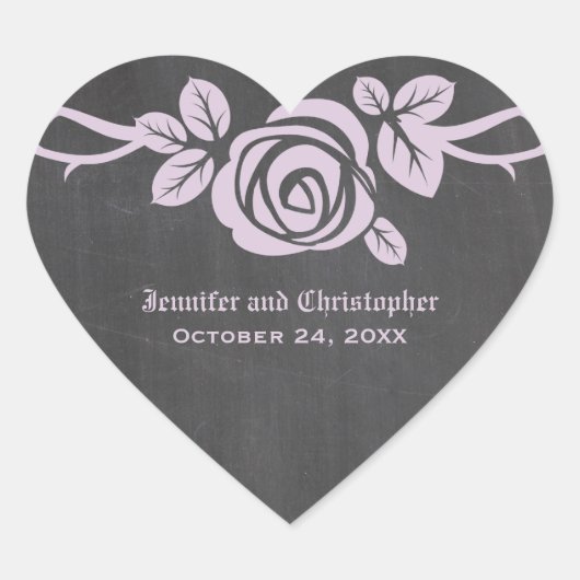 Lila Roos Chalkboard Weddenschappen Hart Sticker (Voorkant)