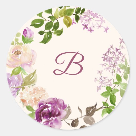Lila roos floral bruiloft sticker (Voorkant)