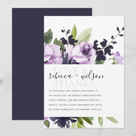 LILA ROOS FLORAL WATERVERF WEDING DANK U (Voorkant / Achterkant)