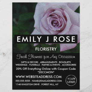 Lila Roos, Florist, vlinderbloemig Adverteren Flyer
