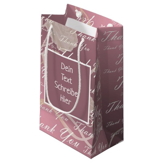 lila, roos, goud, zilver, bedankt + u, bloemen, sm klein cadeauzakje (Voorkant Gekanteld)