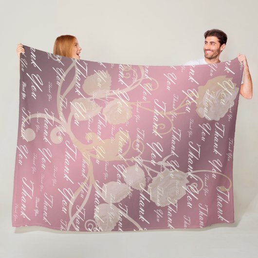 lila, roos, goud, zilver, dank + jou, bloemen, fleece deken (In situ)