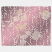 lila, roos, goud, zilver, dank + jou, bloemen, fleece deken (Voorkant (Horizontaal))