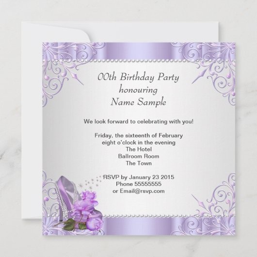 Lila Roos met hoge hiel- en oorlogen op zaterdag 2 Kaart (Achterkant)