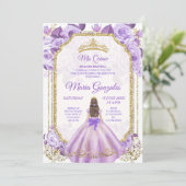 Lila Roos Mexicaans meisje Charra Mis Quince 2 Kaart (Staand voorkant)