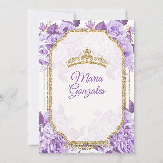 Lila Roos Mexicaans meisje Charra Mis Quince 2 Kaart (Achterkant)