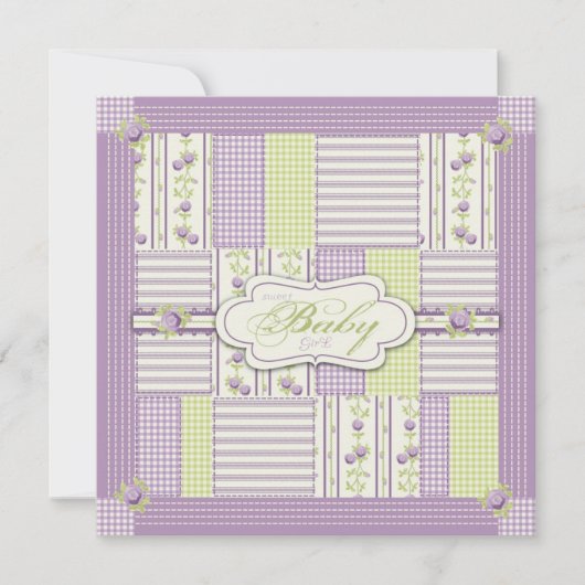 Lila Roos Quilt Card Square Kaart (Voorkant)