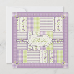 Lila Roos Quilt Invitation Square Kaart