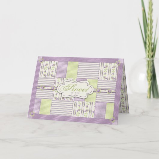 Lila Roos Quilt TY Kaart (Voorkant)