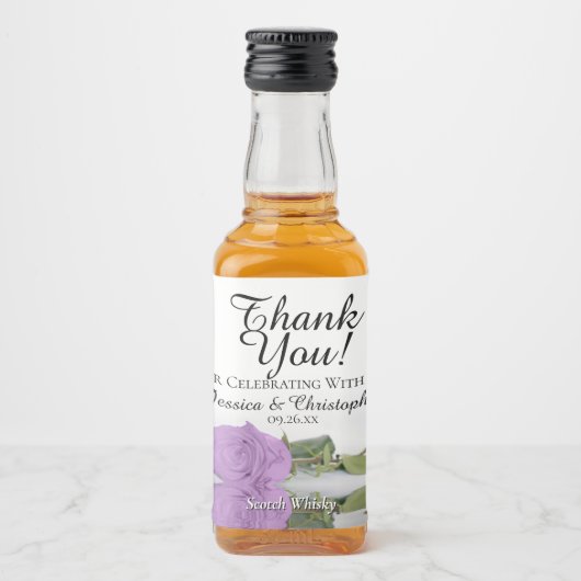 Lila Roos reflectie Weddenschap Dankjewel Mini Likeurfles Etiket (Voorkant)