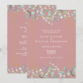 Lila Roos van de bloementeelt in één bruiloft Kaart (Voorkant / Achterkant)