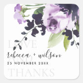 LILA ROOS VREEDZAME VLOEISTOFFEN EN BEDANKT BREEDE VIERKANTE STICKER (Voorkant)