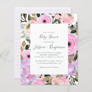 Lila roze Baby shower van Floral Stripe