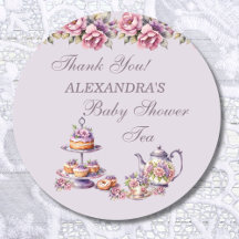 Lila Roze Bloemen Tea Party Baby shower Favoriet