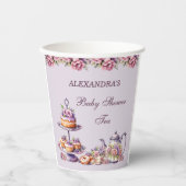 Lila Roze Bloemen Tea Party Baby shower Papieren Bekers (Voorkant)