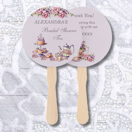 Lila Roze Bloemen Tea Party Vrijgezellenfeest Handwaaier