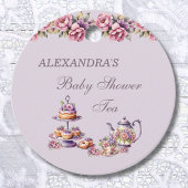 Lila Roze Bloemen Thee Baby shower Dank u Bedankjes Labels
