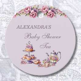 Lila Roze Bloemen Thee Baby shower Dank u Bedankjes Labels