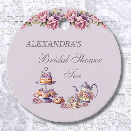 Lila Roze Bloemen Thee Vrijgezellenfeest Dank u Bedankjes Labels