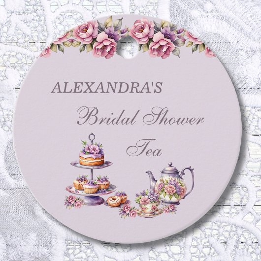 Lila Roze Bloemen Thee Vrijgezellenfeest Dank u Bedankjes Labels