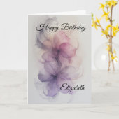 Lila, roze en grijs bloemenontwerp kaart (Gele Bloem)