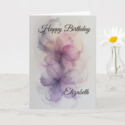 Lila, roze en grijs bloemenontwerp kaart (Kleine Plant)