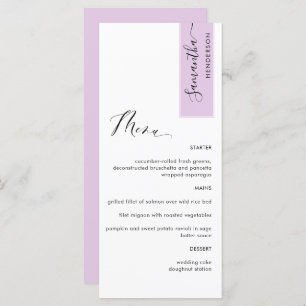 Lila Roze Gepersonaliseerd met Gastnaam Elegant Menu