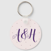 Lila Roze Girly Moderne Naam Monogram Sjabloon Sleutelhanger (Voorkant)