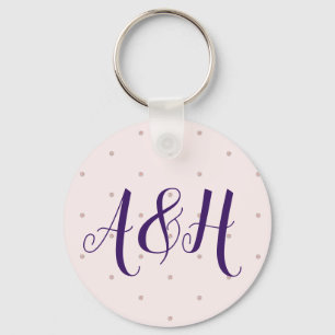 Lila Roze Girly Moderne Naam Monogram Sjabloon Sleutelhanger