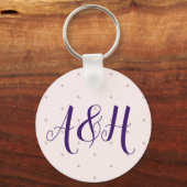 Lila Roze Girly Moderne Naam Monogram Sjabloon Sleutelhanger (Voorkant)