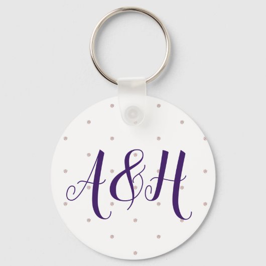 Lila Roze Girly Moderne Naam Monogram Sjabloon Sleutelhanger (Achterkant)
