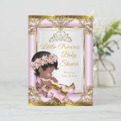 Lila roze goudprinses Baby shower Etnische Kaart (Staand voorkant)