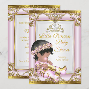 Lila roze goudprinses Baby shower Kaart
