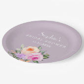 Lila Roze Heldere Bloemen Rozen Vrijgezellenfeest Papieren Bordje (Gekanteld)