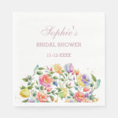 Lila Roze Heldere Bloemen Rozen Vrijgezellenfeest Servet (Voorkant)