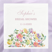 Lila Roze Heldere Bloemen Rozen Vrijgezellenfeest Servet