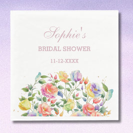 Lila Roze Heldere Bloemen Rozen Vrijgezellenfeest Servet