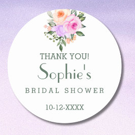 Lila Roze Heldere Rozen Vrijgezellenfeest Dank u Ronde Sticker