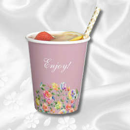 Lila Roze Heldere Rozen Vrijgezellenfeest Papieren Bekers