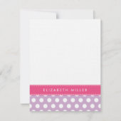 Lila & Roze Lint Polka Dots Monogram Note Kaart Notitiekaartje (Voorkant)