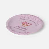 Lila Roze Meisje Ice Cream 1e Verjaardagsfeestje Papieren Bordje (Gekanteld)