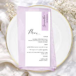 Lila Roze Persoonlijk gemaakt met gastnaam Elegant Menu