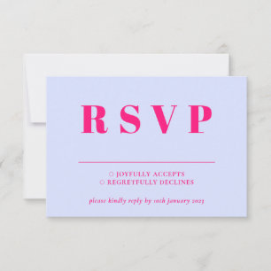 Lila Roze RSVP Huwelijksreactie Kaartje