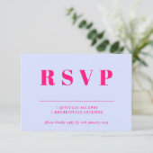Lila Roze RSVP Huwelijksreactie Kaartje (Staand voorkant)