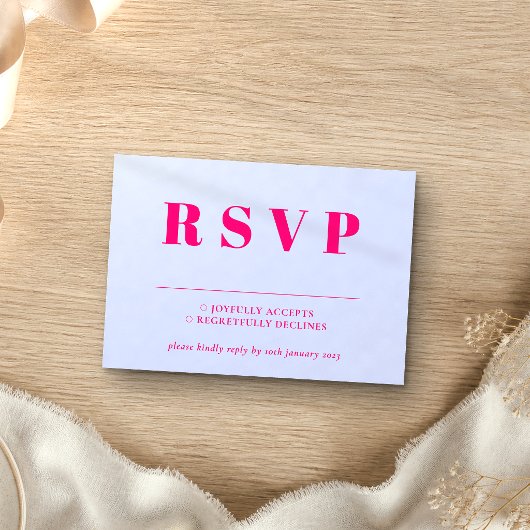Lila Roze RSVP Huwelijksreactie Kaartje
