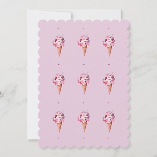 Lila roze sprenkels meisje ijsje 1e verjaardag kaart (Achterkant)