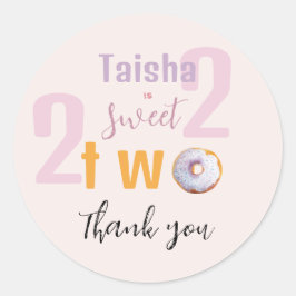 Lila Roze Sprinkle Donut Waterverf Illustratie Ronde Sticker