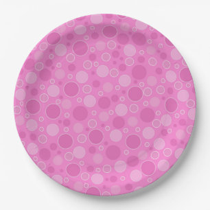 Lila roze tinten met polka dots in retro sixties papieren bordje
