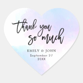  Lila/Roze Waterverf/Script Bruiloft Bedankt Hart Sticker